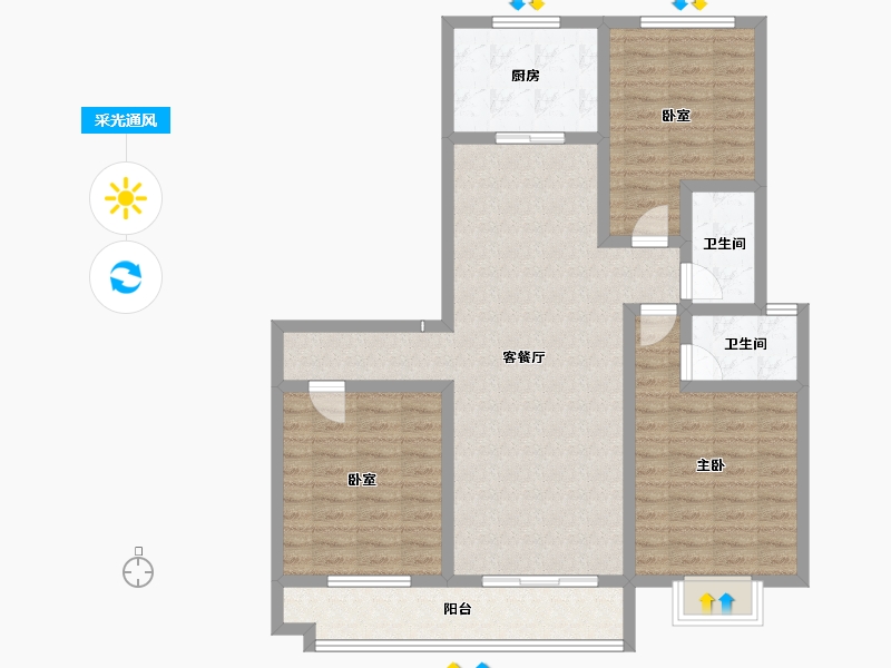 河南省-商丘市-桂园壹号院Ⅱ期-103.01-户型库-采光通风