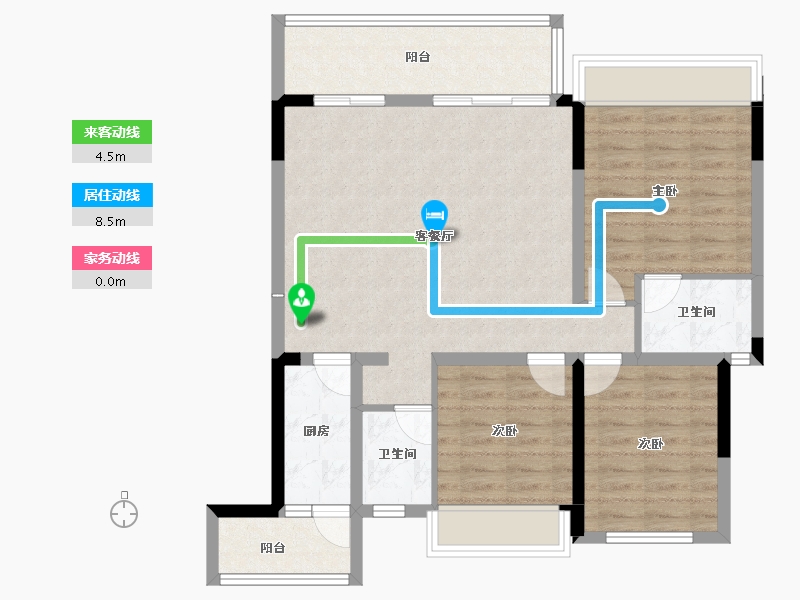 四川省-成都市-听湖九园-90.66-户型库-动静线