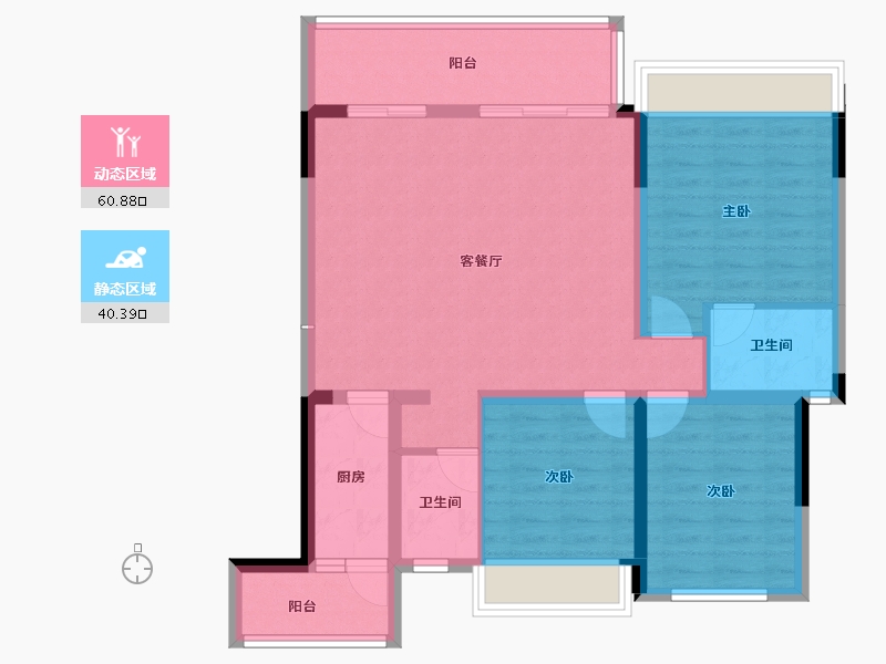 四川省-成都市-听湖九园-90.66-户型库-动静分区