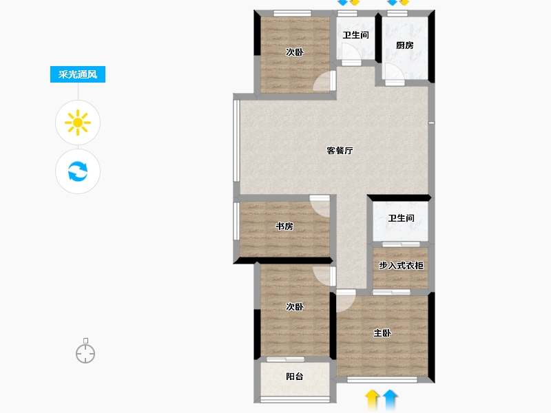 辽宁省-阜新市-双池花园-95.11-户型库-采光通风