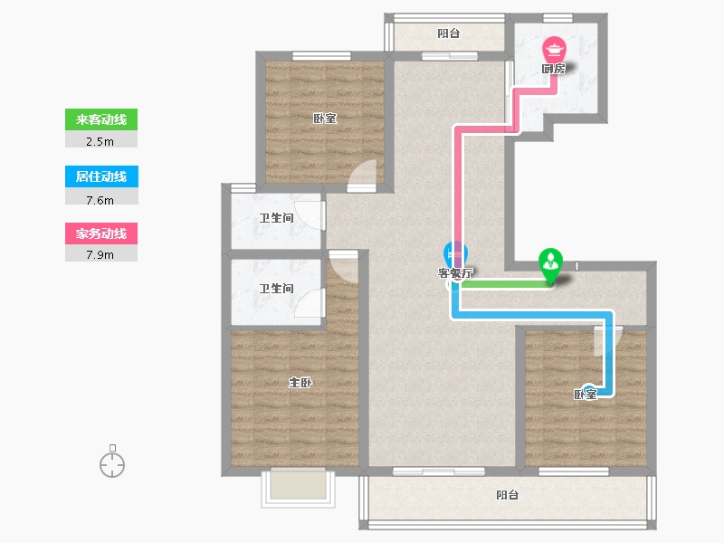 河南省-商丘市-桂园壹号院Ⅱ期-108.01-户型库-动静线