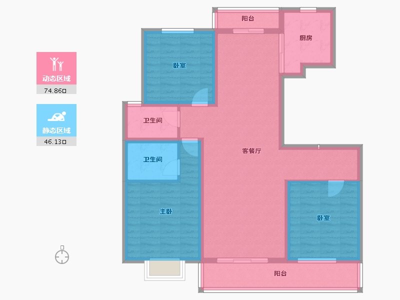 河南省-商丘市-桂园壹号院Ⅱ期-108.01-户型库-动静分区