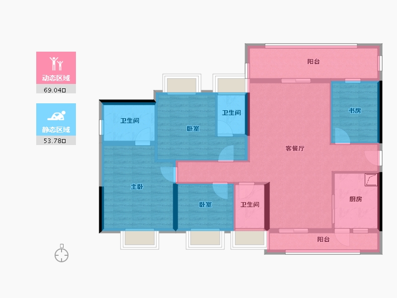 广东省-江门市-奥园锦江国际新城御峰-109.49-户型库-动静分区