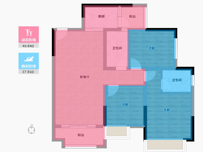 贵州省-遵义市-鑫湖澜悦台-77.61-户型库-动静分区