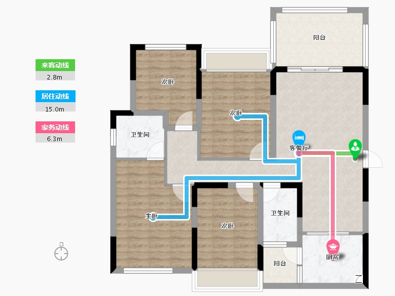 贵州省-遵义市-顺成国宾壹号-108.34-户型库-动静线