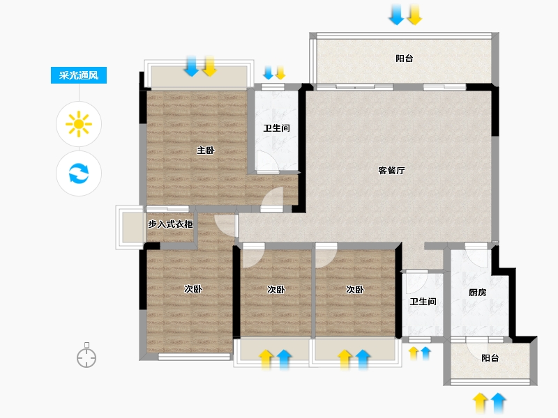 四川省-成都市-听湖九园-115.82-户型库-采光通风