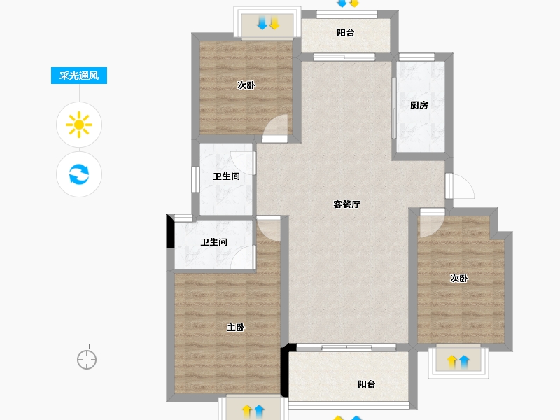 江西省-九江市-九瑞新城-89.84-户型库-采光通风