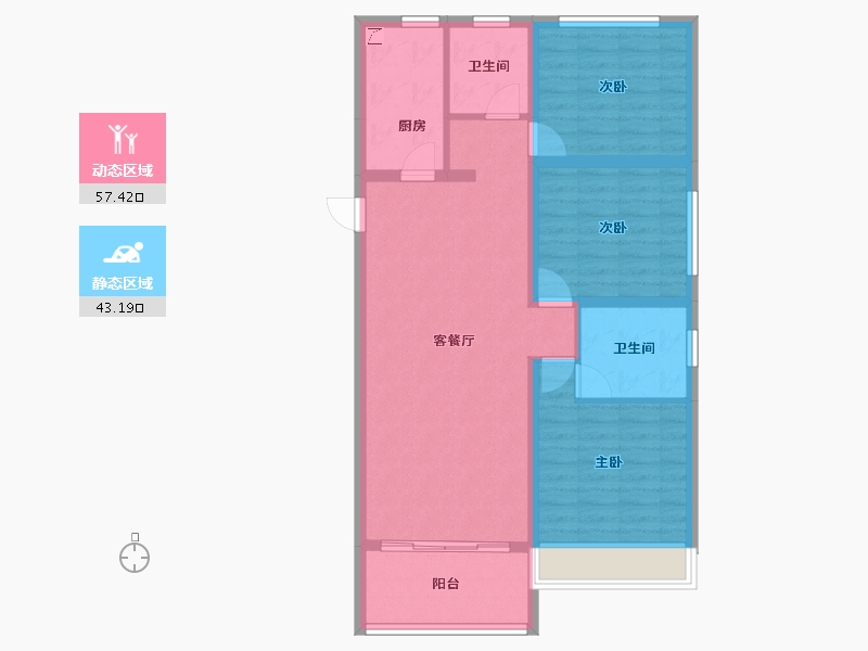 山西省-晋中市-新富嘉苑二期-90.04-户型库-动静分区