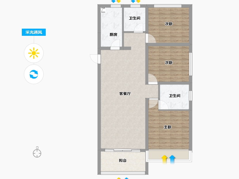 山西省-晋中市-新富嘉苑二期-90.04-户型库-采光通风