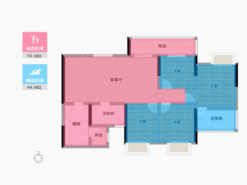 四川省-成都市-凯德世纪名邸东庭-89.66-户型库-动静分区