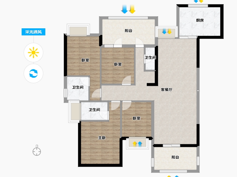 广东省-江门市-裕邦新外滩-122.10-户型库-采光通风