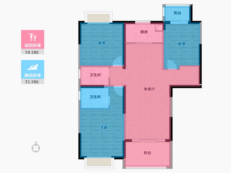 甘肃省-庆阳市-御江天府-98.98-户型库-动静分区