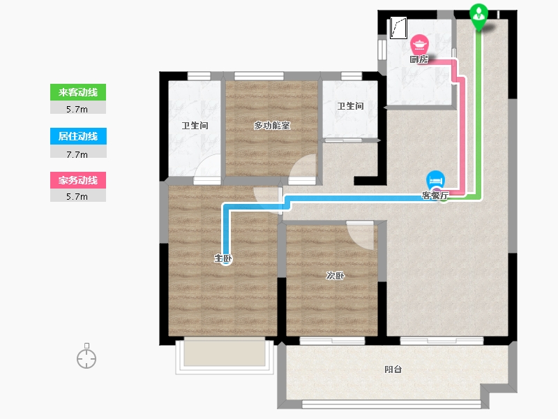 河南省-商丘市-碧桂园·公园上城-84.12-户型库-动静线