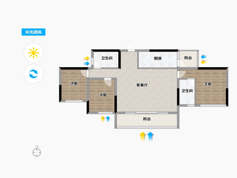 四川省-成都市-中国铁建西派金沙-103.20-户型库-采光通风