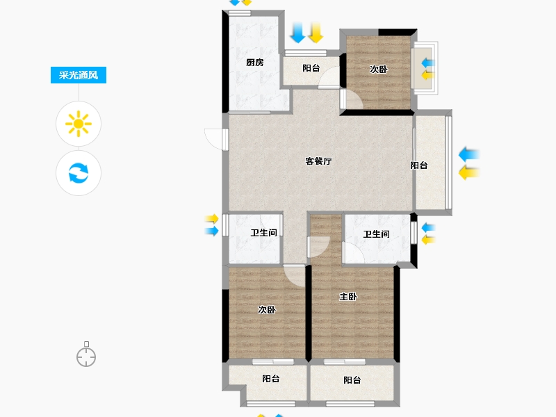 浙江省-湖州市-中建投悦湖名城-105.60-户型库-采光通风