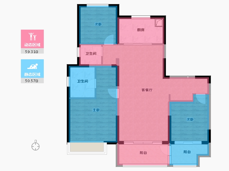 山东省-淄博市-万科翡翠东第-109.98-户型库-动静分区