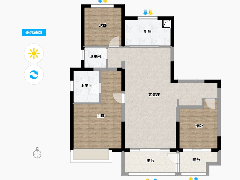 山东省-淄博市-万科翡翠东第-109.98-户型库-采光通风