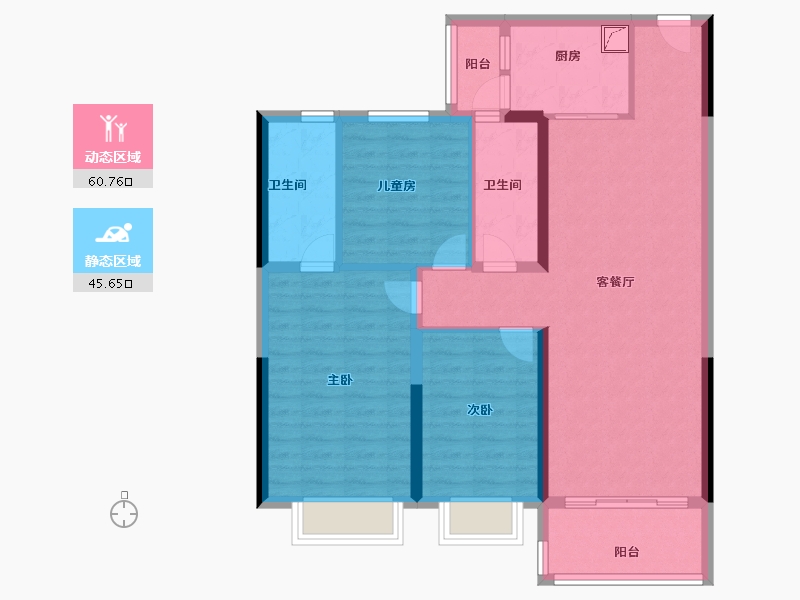 福建省-三明市-碧桂园-95.20-户型库-动静分区