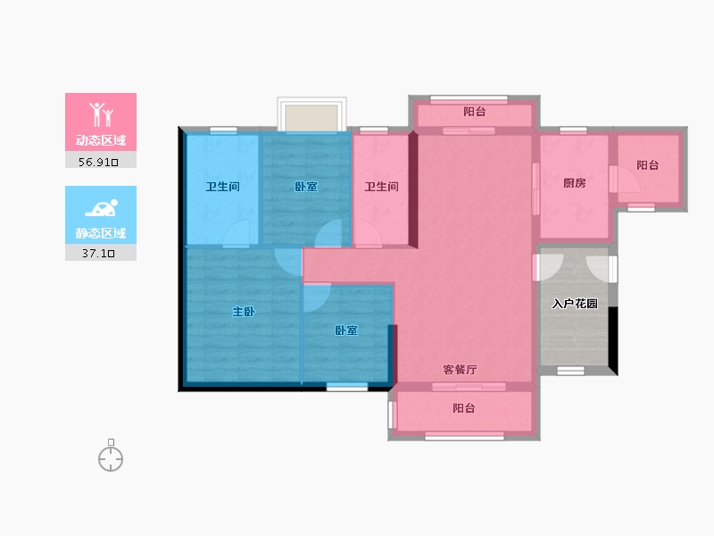 广东省-江门市-富盈恩泽华府-90.84-户型库-动静分区