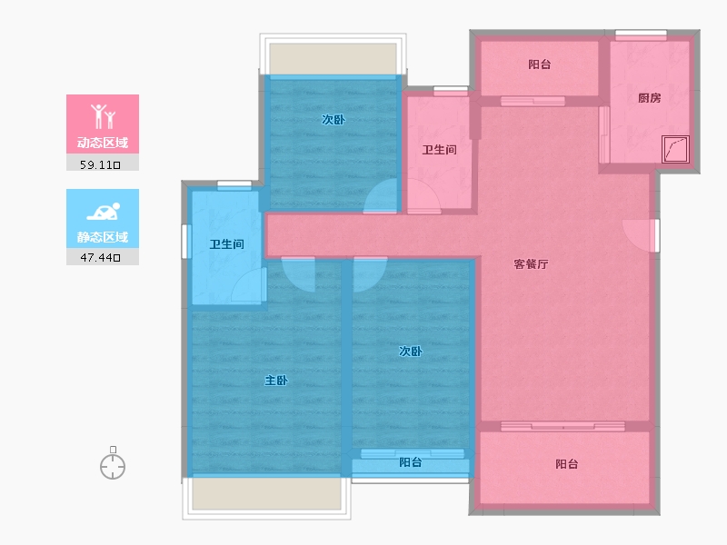 广东省-江门市-泉林黄金小镇-94.82-户型库-动静分区