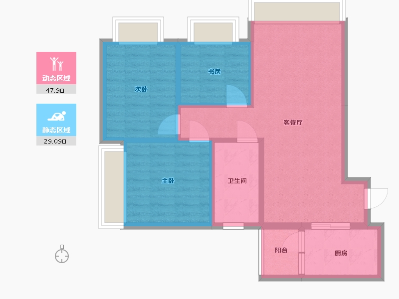 四川省-绵阳市-新广厦·绵州里-75.30-户型库-动静分区