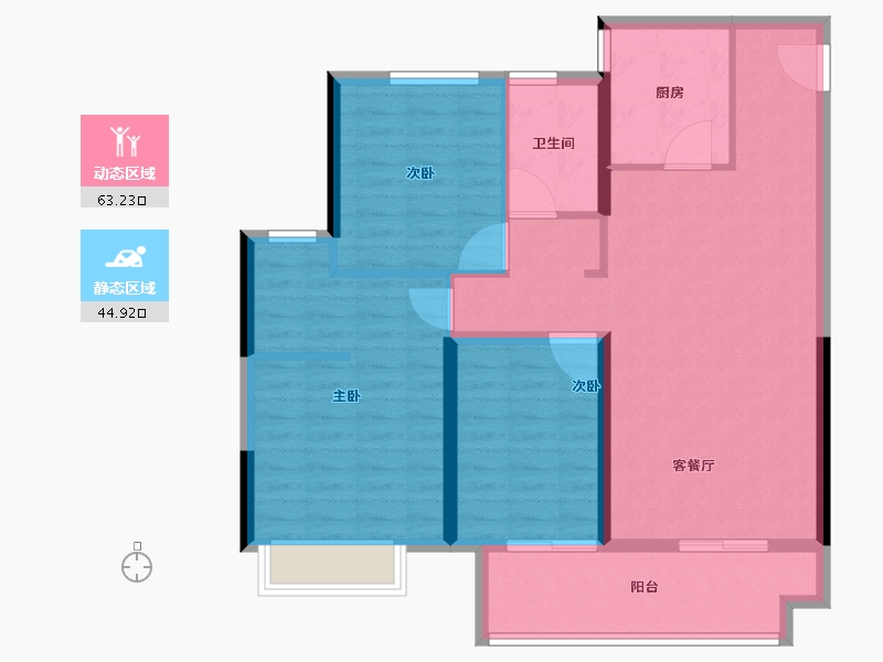 辽宁省-阜新市-上铁叶海华庭-97.60-户型库-动静分区