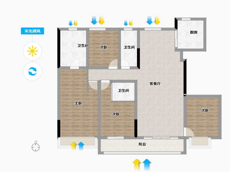 浙江省-湖州市-宝龙世家-136.00-户型库-采光通风