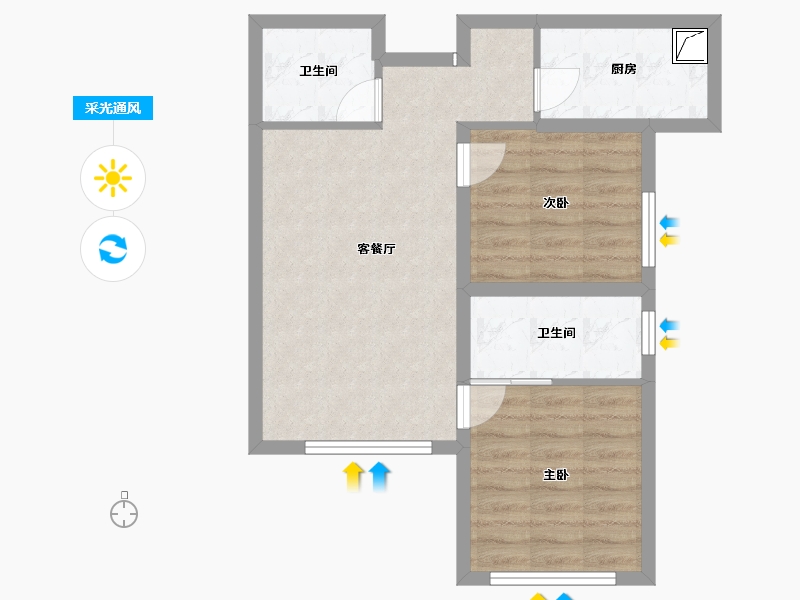 新疆维吾尔自治区-乌鲁木齐市-金科集美天辰-66.00-户型库-采光通风