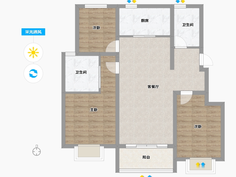 浙江省-湖州市-宝龙世家-83.40-户型库-采光通风