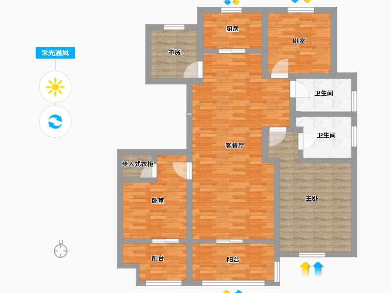 江苏省-镇江市-天怡·瀚园-109.77-户型库-采光通风