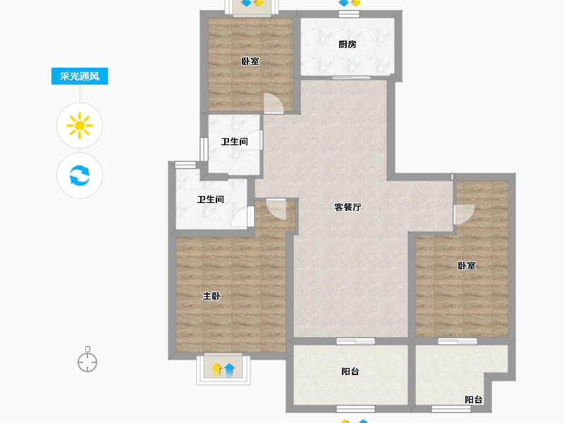 江苏省-镇江市-天怡·天瑞宸-100.80-户型库-采光通风