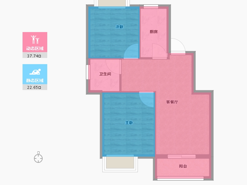 浙江省-湖州市-新都泰和府-54.40-户型库-动静分区