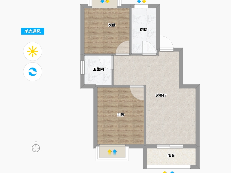 浙江省-湖州市-新都泰和府-54.40-户型库-采光通风