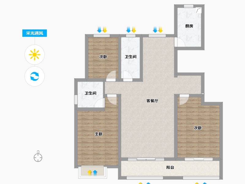 山东省-滨州市-馨城家园-115.00-户型库-采光通风