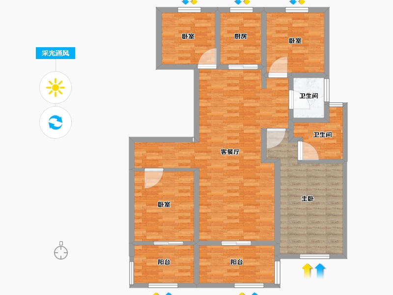 江苏省-镇江市-天怡·瀚园-109.60-户型库-采光通风