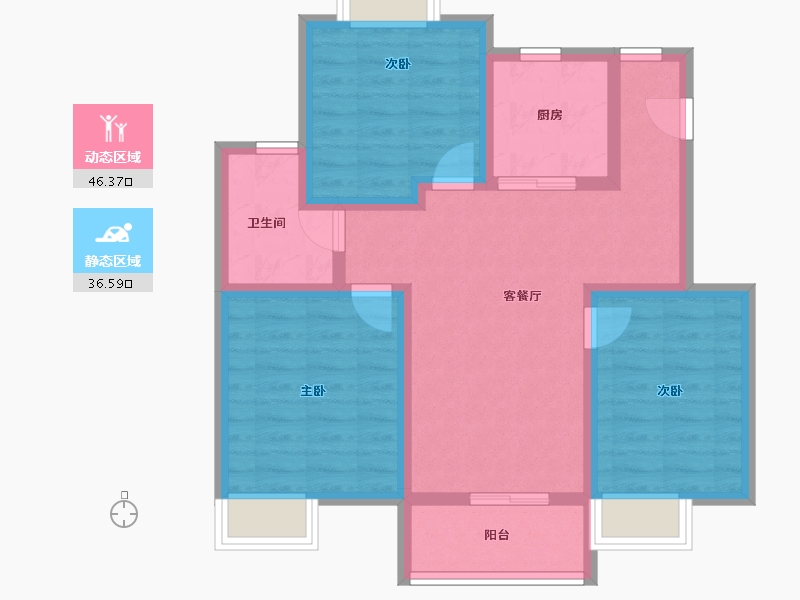 浙江省-湖州市-新都泰和府-72.81-户型库-动静分区