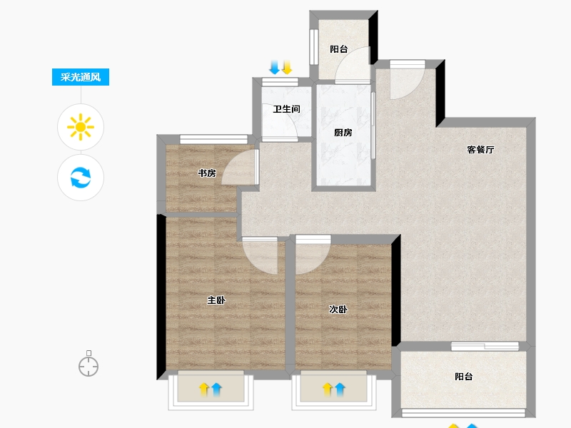 浙江省-湖州市-中建投悦湖名城-72.01-户型库-采光通风