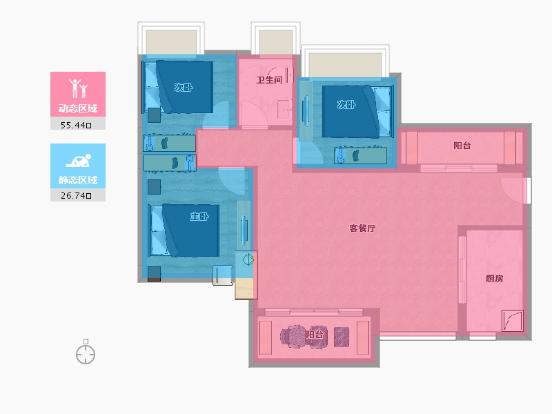 广东省-江门市-泉林黄金小镇-73.03-户型库-动静分区