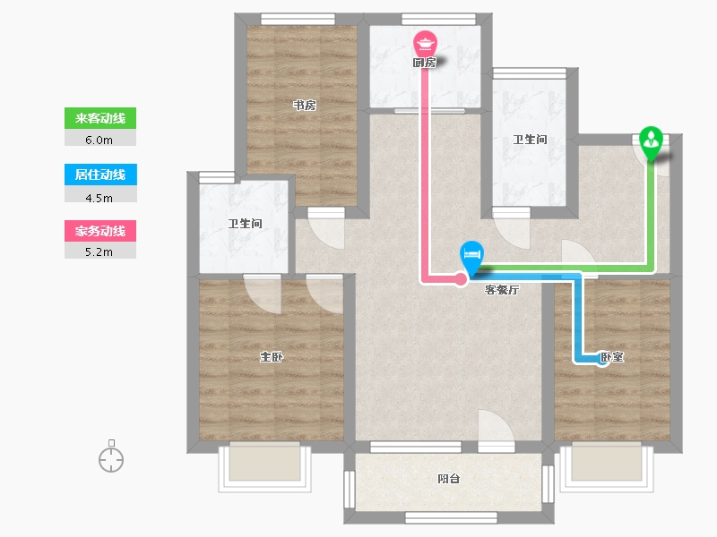 河北省-唐山市-柳岸新居-90.00-户型库-动静线