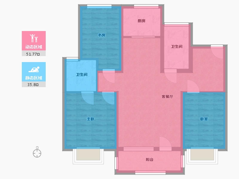 河北省-唐山市-柳岸新居-90.00-户型库-动静分区