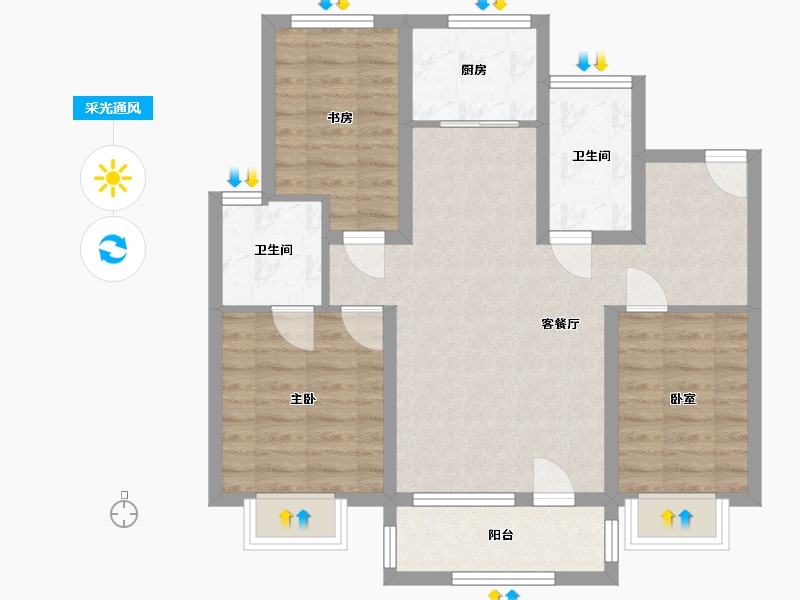 河北省-唐山市-柳岸新居-90.00-户型库-采光通风