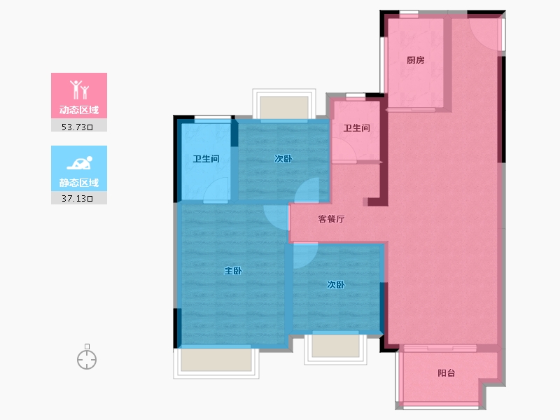 四川省-成都市-华侨城粼港樾府-80.90-户型库-动静分区