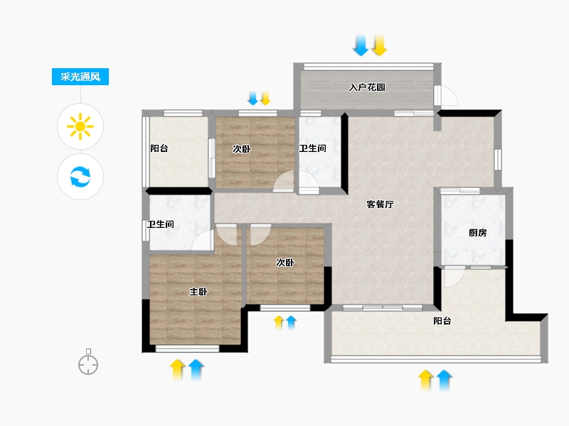 四川省-成都市-瀚城绿洲-99.50-户型库-采光通风