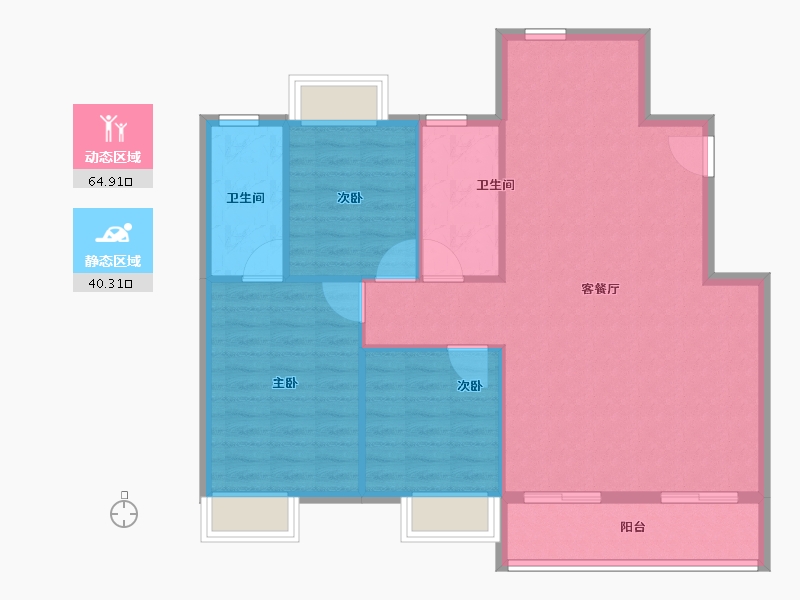 浙江省-湖州市-新都泰和府-96.80-户型库-动静分区