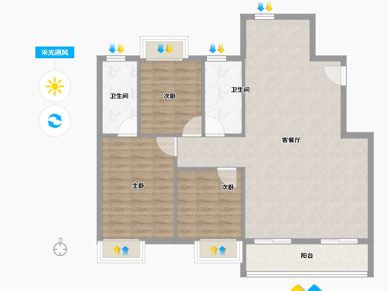 浙江省-湖州市-新都泰和府-96.80-户型库-采光通风