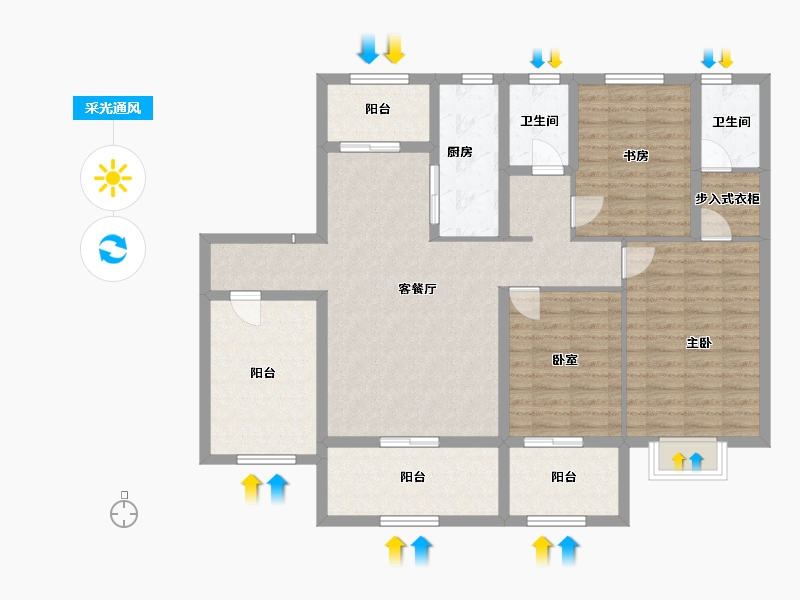 江苏省-镇江市-天怡·天瑞宸-119.21-户型库-采光通风