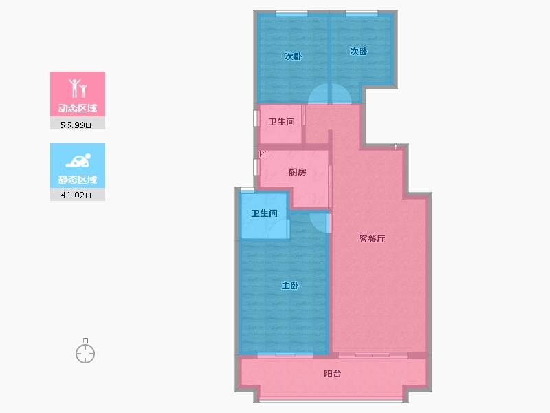 河南省-商丘市-碧桂园天悦三期-88.05-户型库-动静分区