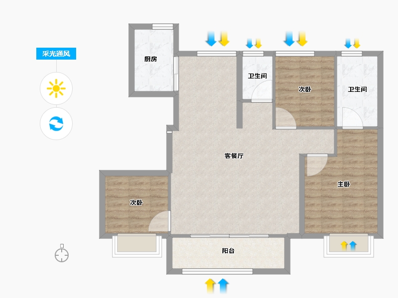 浙江省-湖州市-光明梦想城-92.00-户型库-采光通风