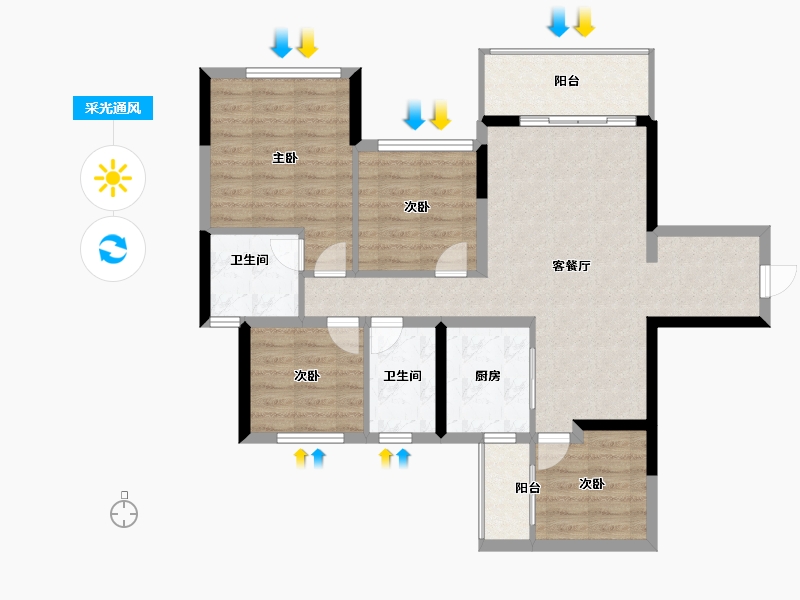 四川省-成都市-瀚城绿洲-85.60-户型库-采光通风