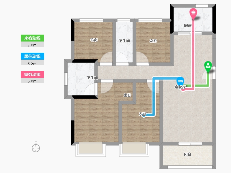 浙江省-湖州市-宝龙世家-98.40-户型库-动静线